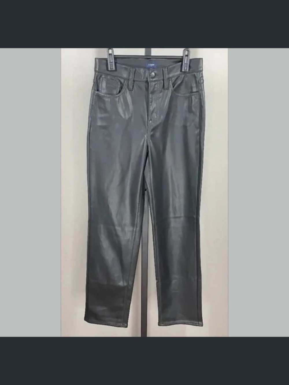 NEW J Crew Pants Womens 26 black faux leather straight leg preppy moto